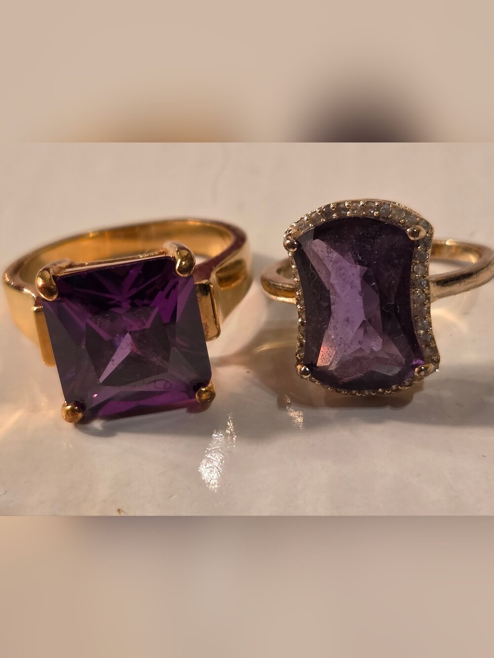 Gold-Tone Purple Stobes Statement Ring - Women Jewelry